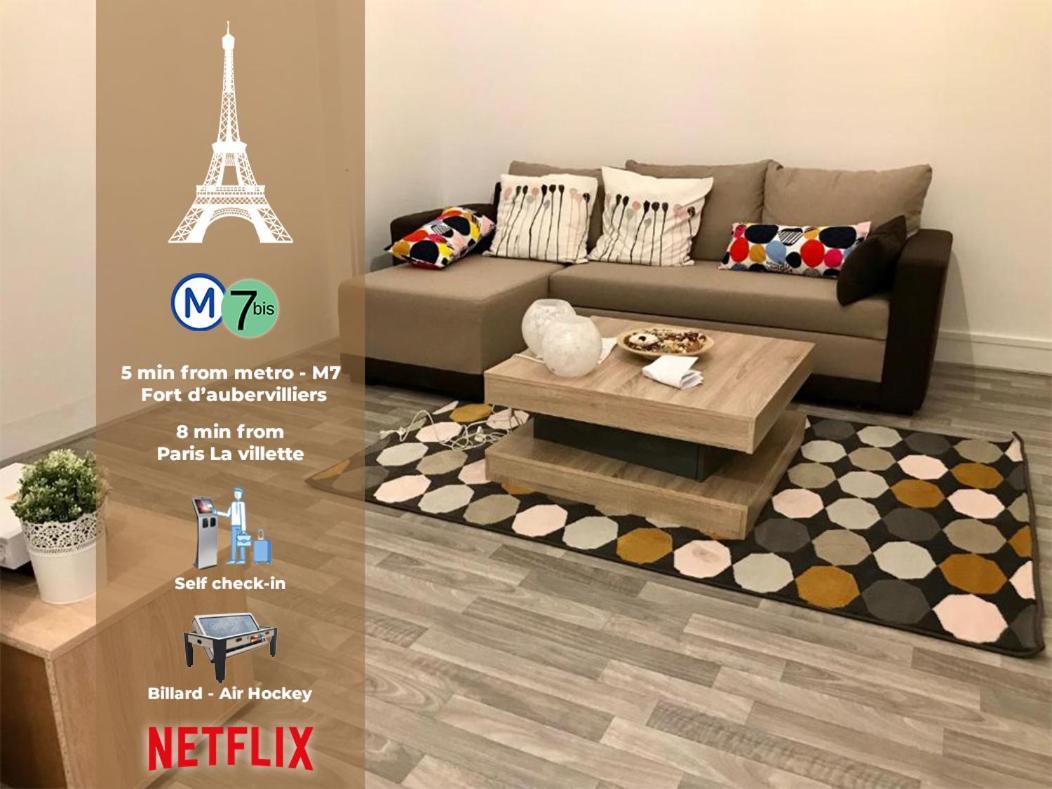 Grand F3 60M2 Pour 6 Personnes - Paris 19Eme - Stade De France - La Villette Обервільє Екстер'єр фото