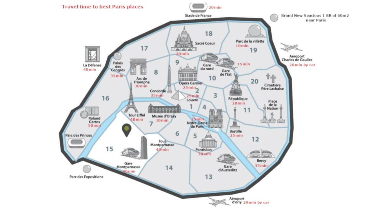 Grand F3 60M2 Pour 6 Personnes - Paris 19Eme - Stade De France - La Villette Обервільє Екстер'єр фото